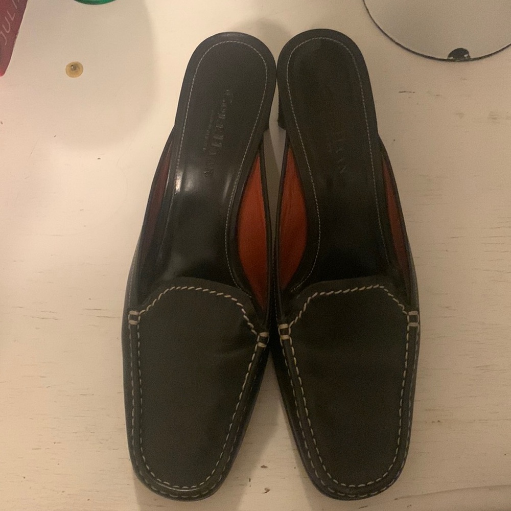 Cole Han leather slide on mules